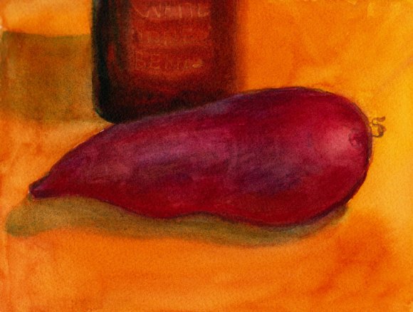 Sweet Potato watercolor study, 6x8" on Arches wc paper