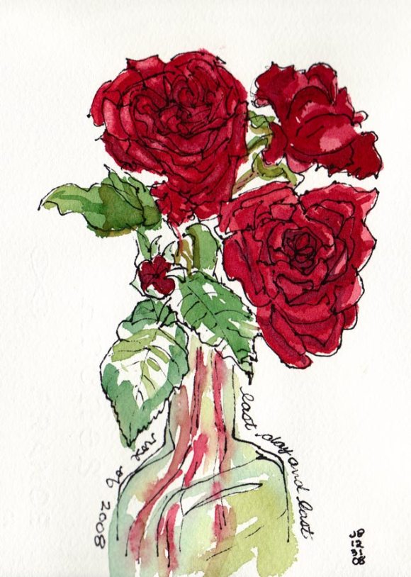 Red Roses, watercolor