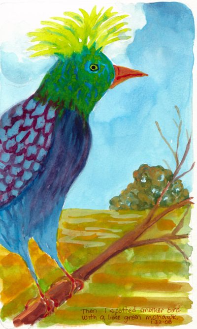 Lime Mohawk Bird, Goauche