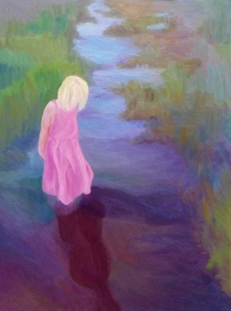 Hannah's Reflection, Oil on Gessobord, 16x12