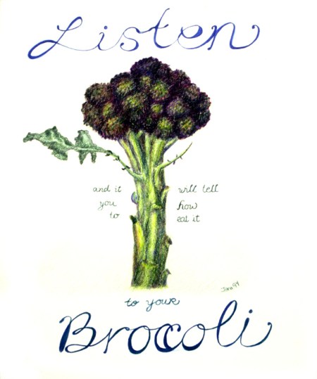 Listen to Your Broccoli, Colored Pencil, 24x18"