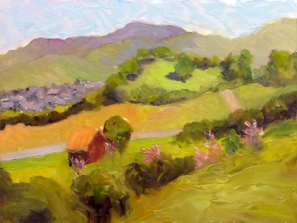 View from Old Borges Ranch, Walnut Creek, CA; Plein air oil painting on panel, 9x12" View from Old Borges Ranch; Plein air, Oil on panel, 9x12"