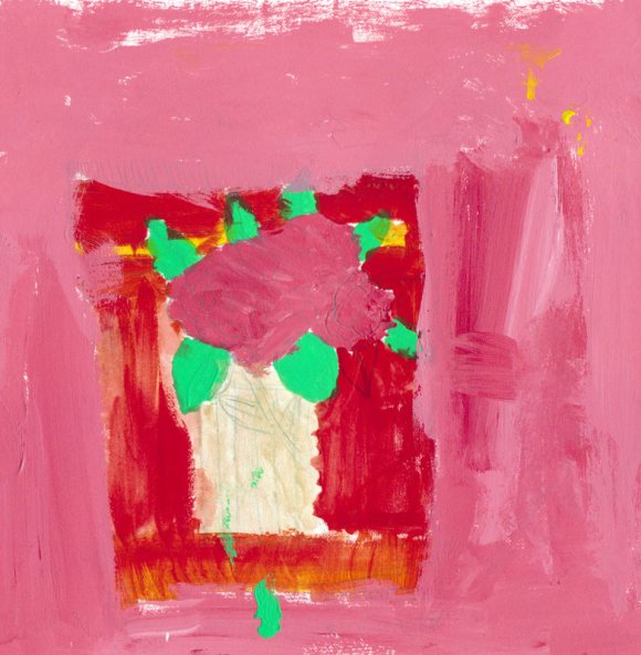 Mariah's Camelias, acrylic on paper, 8x8"