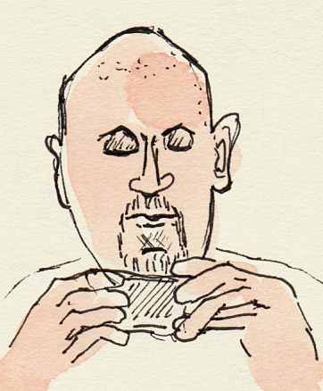 Entranced by his cellphone Entranced by his cellphone