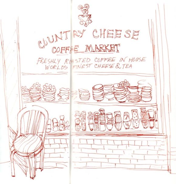 Country Cheese, Sepia Micron Pigma, 9x8"