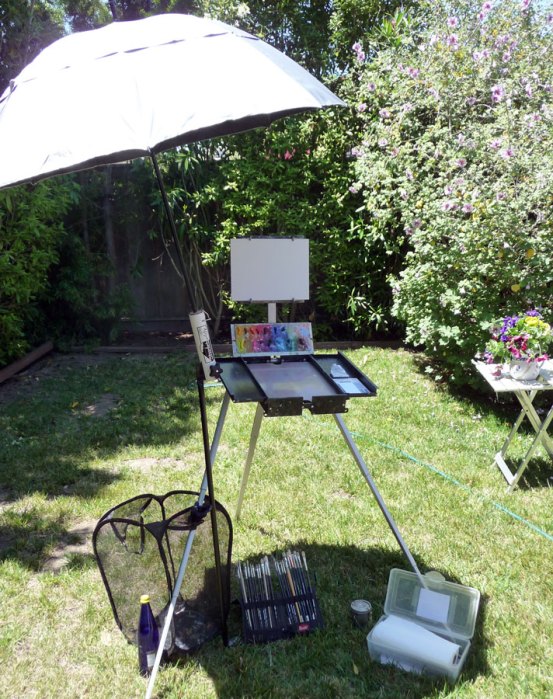Plein Air set up with ShadeBuddy Umbrella