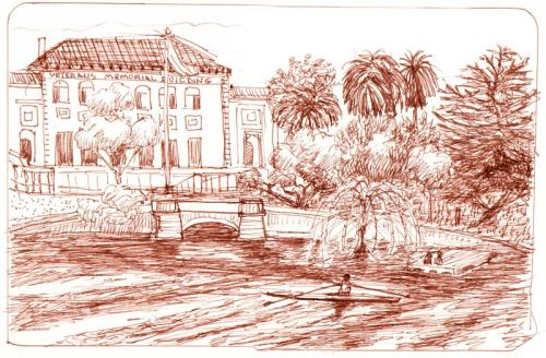 Lake Merritt View, Copic Sepia Multiliner Lake Merritt View, Copic Sepia Multiliner