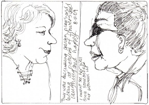 Chatting Over Coffee, ink