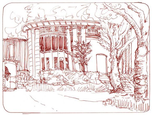 North Berkeley Fire Station, copic sepia ink