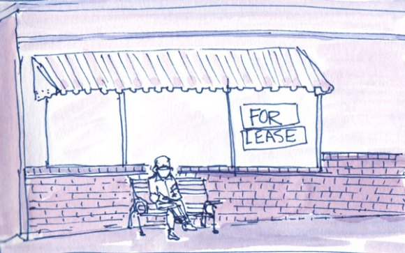 For Lease, ink & watercolor