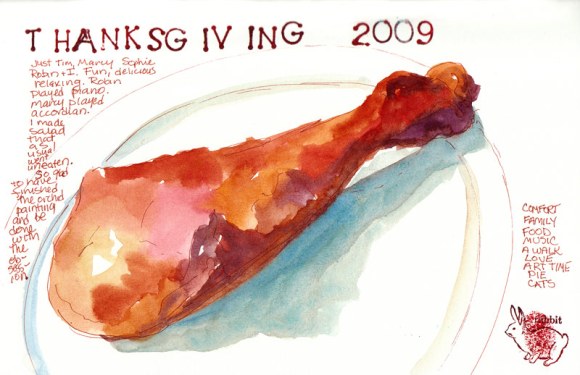 Thanksgiving 2009, ink and watercolor
