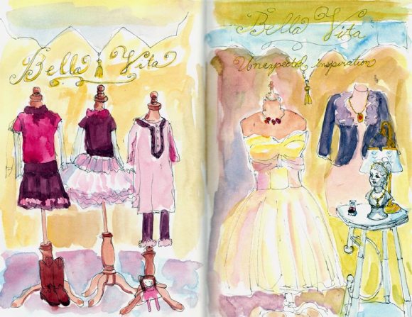 Bella Vita Window, Oakland, Ink & Watercolor