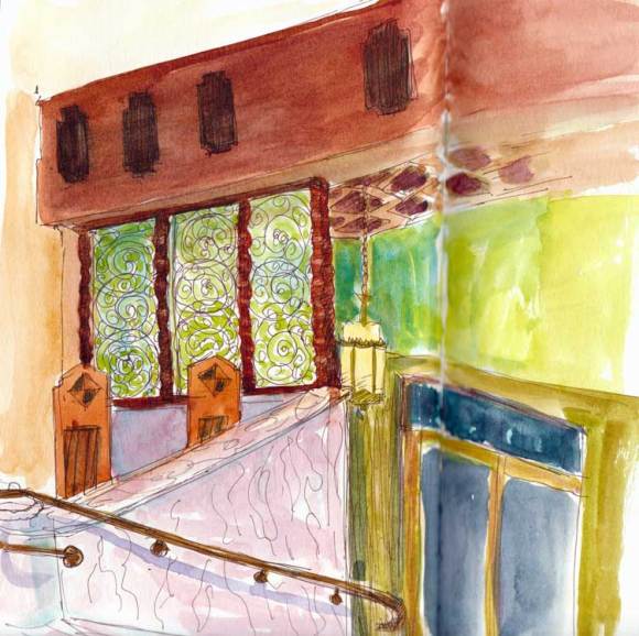 Berkeley Public Library, ink & watercolor