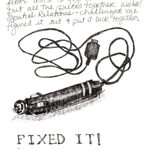 Fixed It! Ink drawing in sketchbook