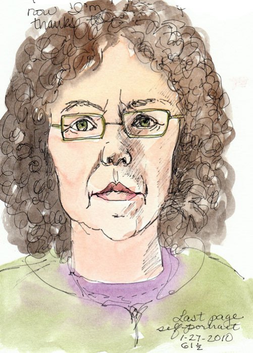 Last page self portrait. Ink & watercolor