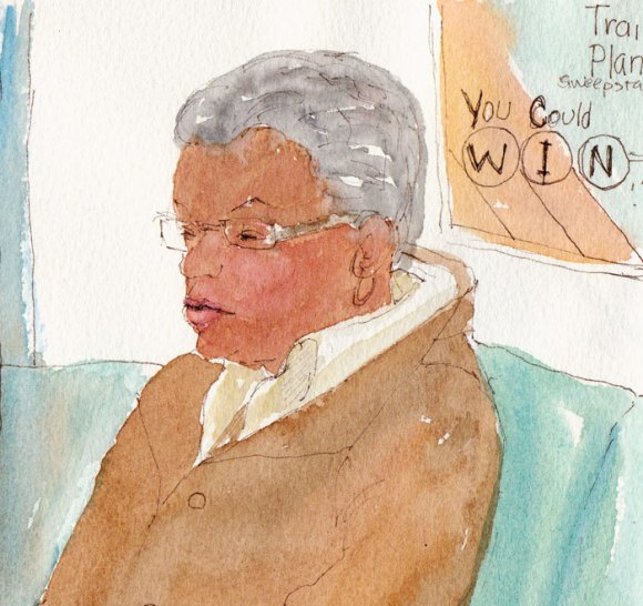 Subway rider, ink & watercolor