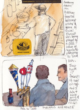 Kitchen from above & Beers on Tap