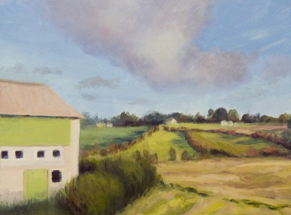 Norway farm landscape painting, Acrylic, 9x12"