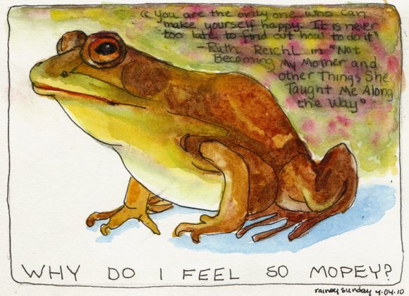 Frog, ink and watercolor