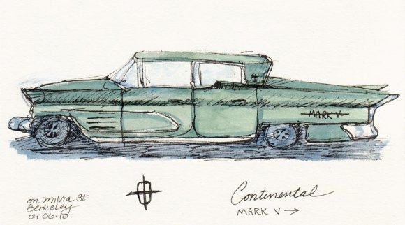 Continental Mark V, ink & watercolor