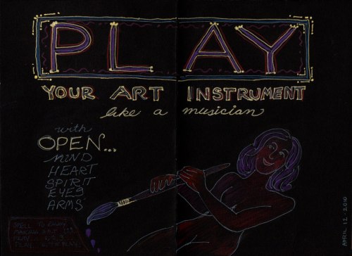 Play Your Art Instrument, gel pen and colored pencil