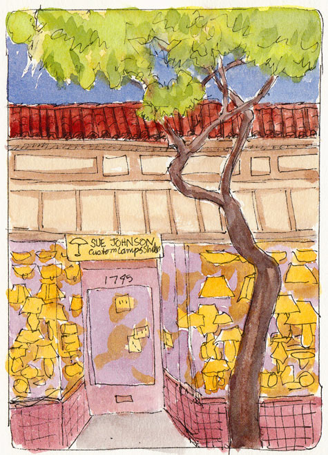 Sue Johnson Custom Lampshades, ink & watercolor