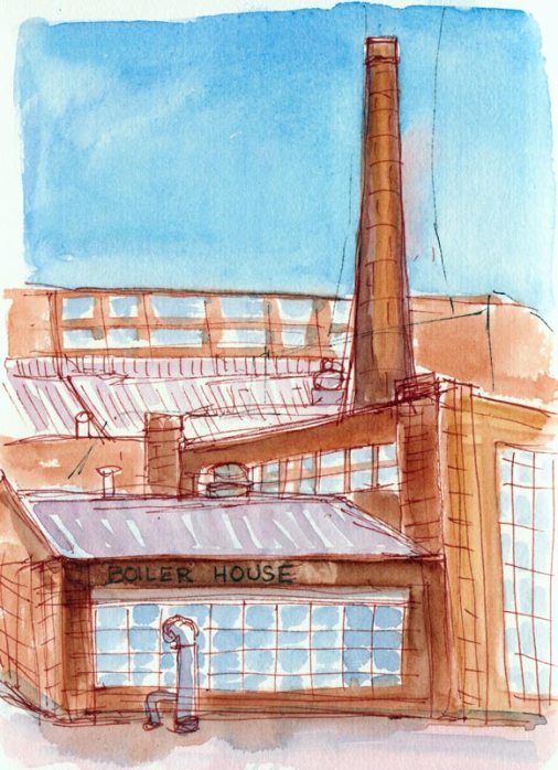 BoilerHouse Restaurant, ink & watercolor