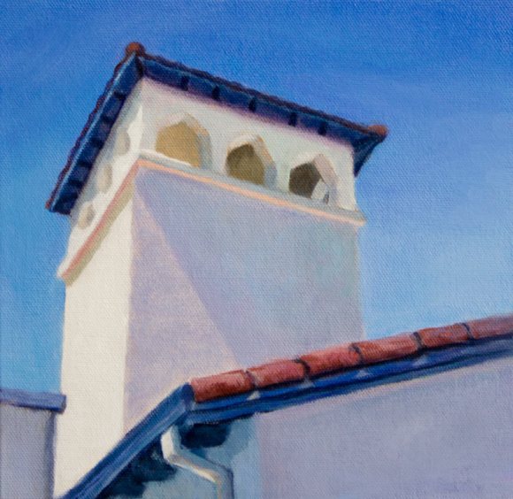 Church on the Corner, Acrylic on canvas, 8"x8"