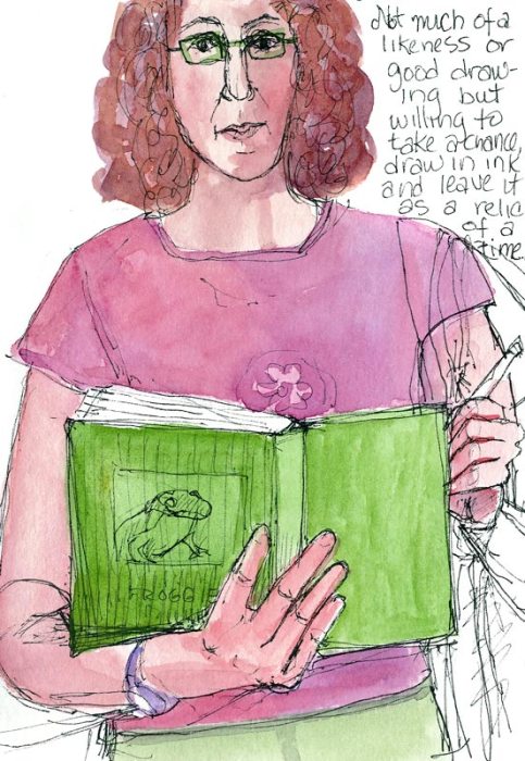 Self Portrait B-2, ink & watercolor