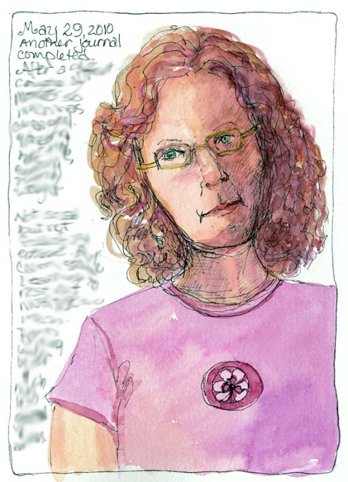 Self Portrait B-1, ink & watercolor