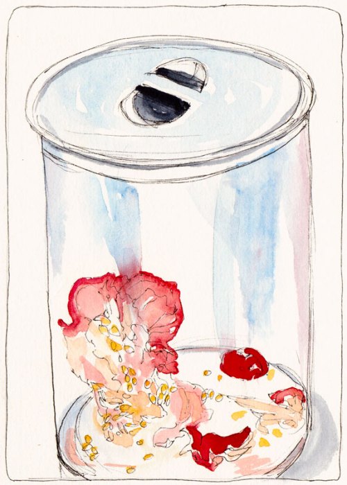 TTonight's Compost, ink & watercolor (& Bleach!)