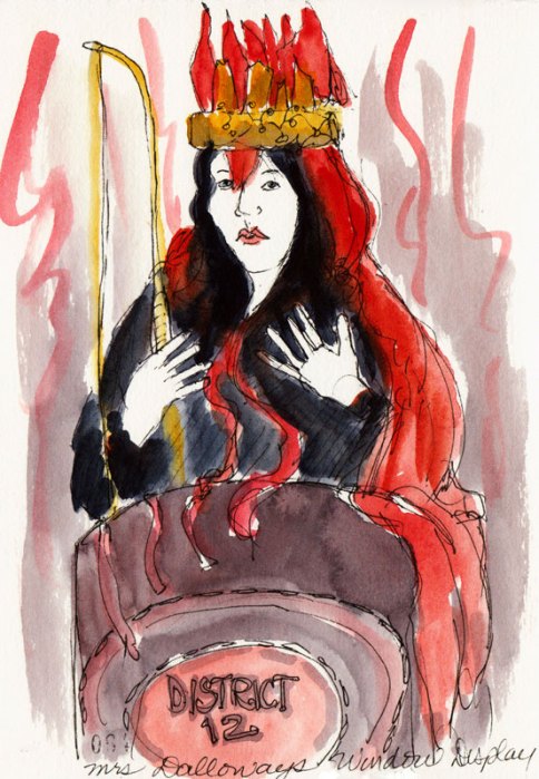 District 12 at Mrs. Dalloway's Bookstore, Ink & watercolor