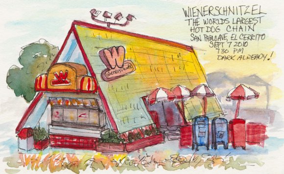 Wienerschnitzel, El Cerrito, Ink & watercolor
