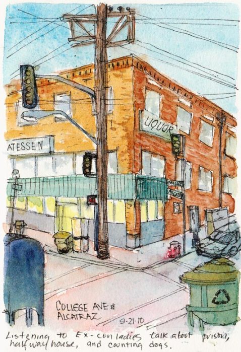 Alcatraz Liquor Deli, Berkeley; Ink & watercolor