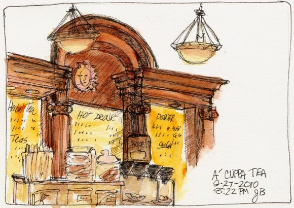 A Cuppa Tea, Berkeley, Ink & watercolor