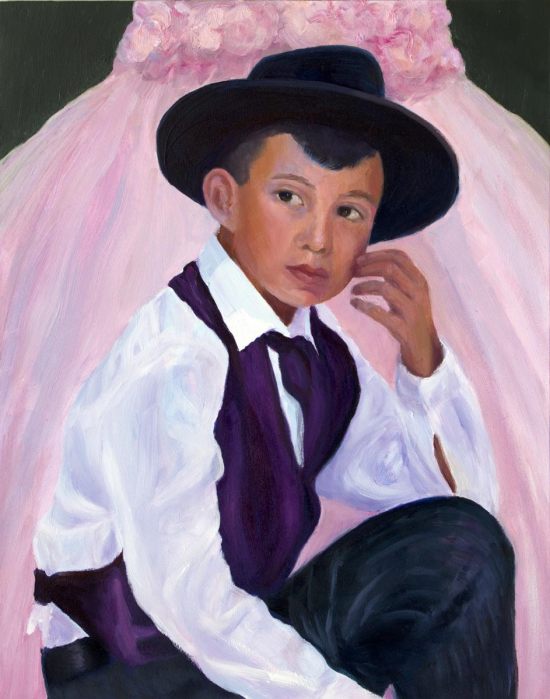 Quinceanera Party Boy, oil on panel, 14x11"
