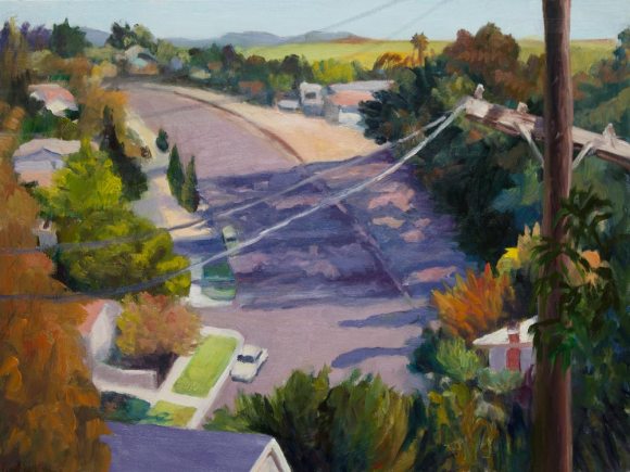 View from Fairmead Park, Oil on Gessobord, 9x12"