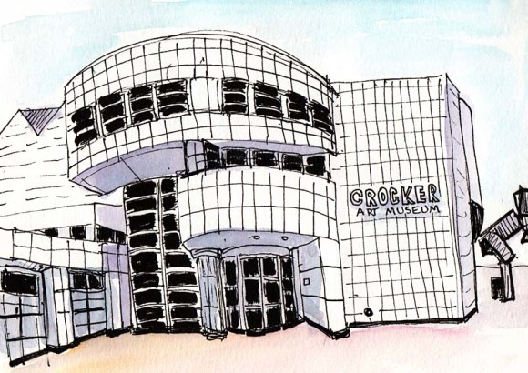 Crocker Art Museum New Building, ink & watercolor