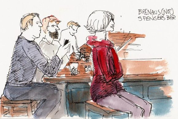 Spengers Bar #1, ink & watercolor