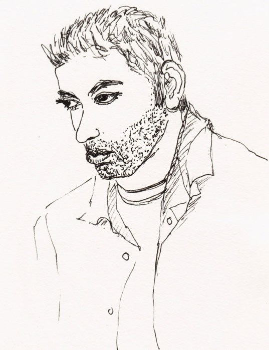 Handsome Guy at Peets, Lamy Safari pen with Carbon Platinum Ink in Moleskine