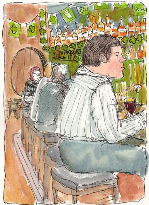 Spengers Bar, ink & watercolor