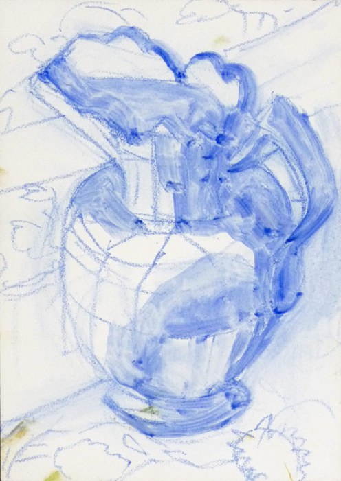 White pitcher preliminary sketch on panel