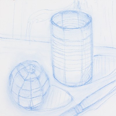 Apple Can Brush, drawn on panel with pastel pencil