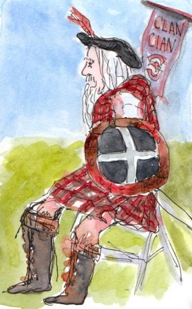 Sitting in the Clan Cian booth