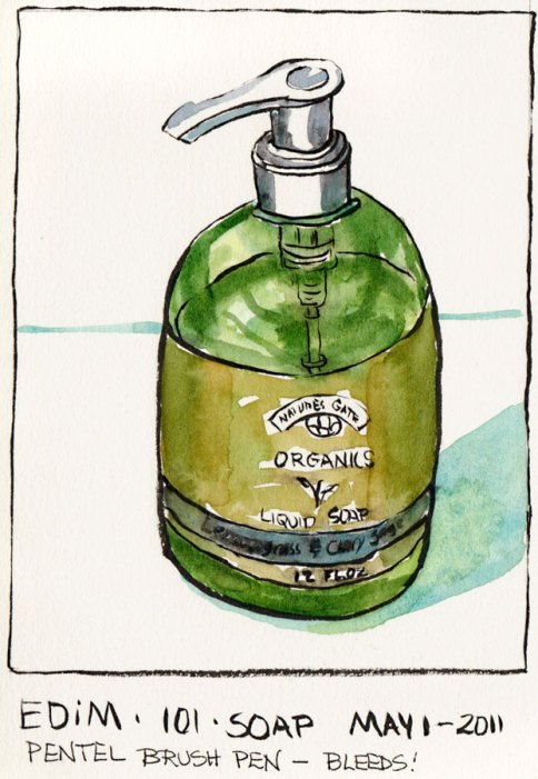 My Favorite Soap from Trader Joes, Pentel Brush Pen & watercolor