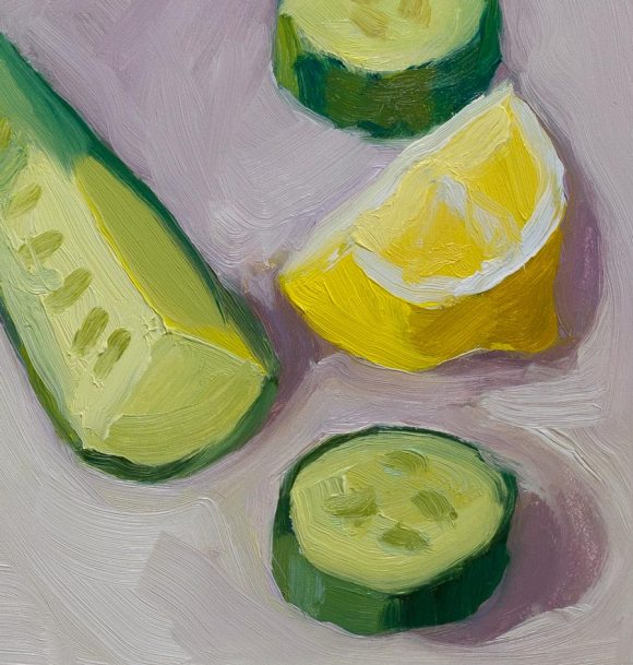 Cucumbers and Lemon, section of trashed painting