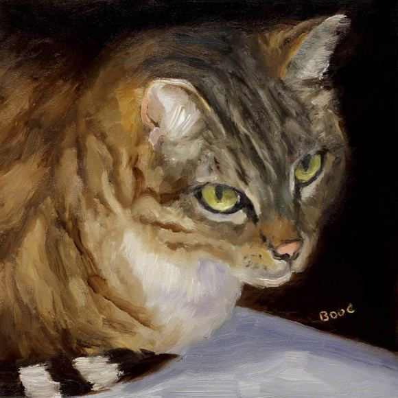 Busby Berkeley, Oil on Panel, 6x6" - Portrait of a Cat