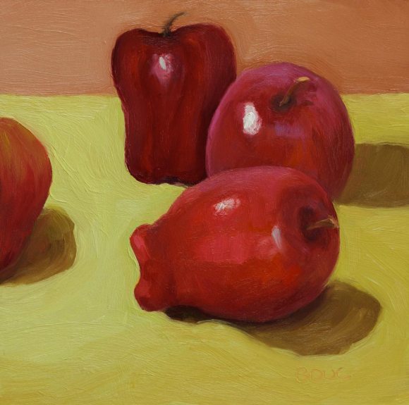 Leftover Lunchroom Apples #2, oil on board, 8x8" Leftover Lunchroom Apples #2, oil on board, 8x8"
