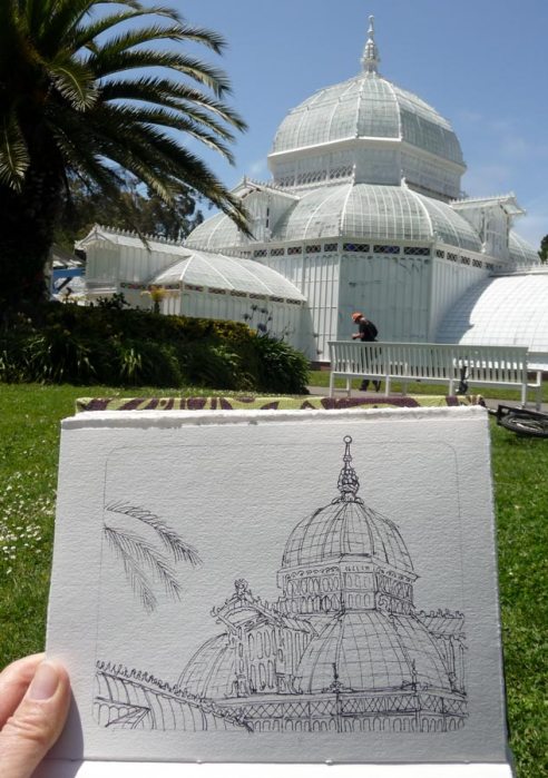 Photo of the Conservatory with my sketch