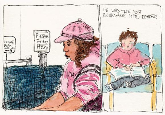 Waiting at Kaiser, Ink & Watercolor, 5.5x7.5" Waiting at Kaiser, Ink & Watercolor, 5.5x7.5"